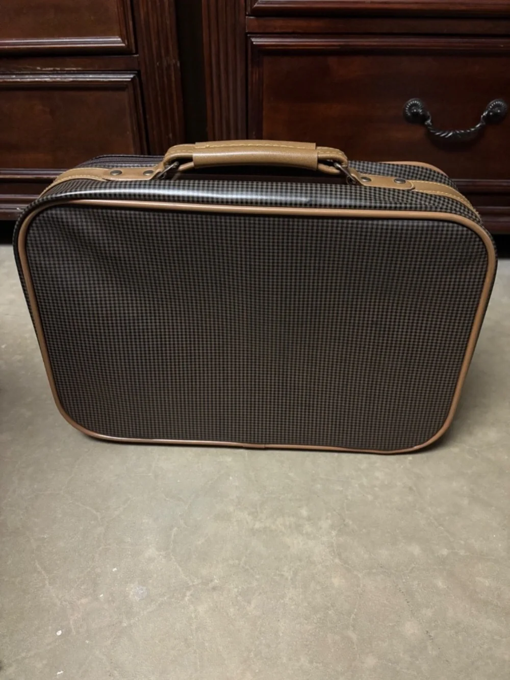 Vintage Admiral Luggage Brown Checkered Bag